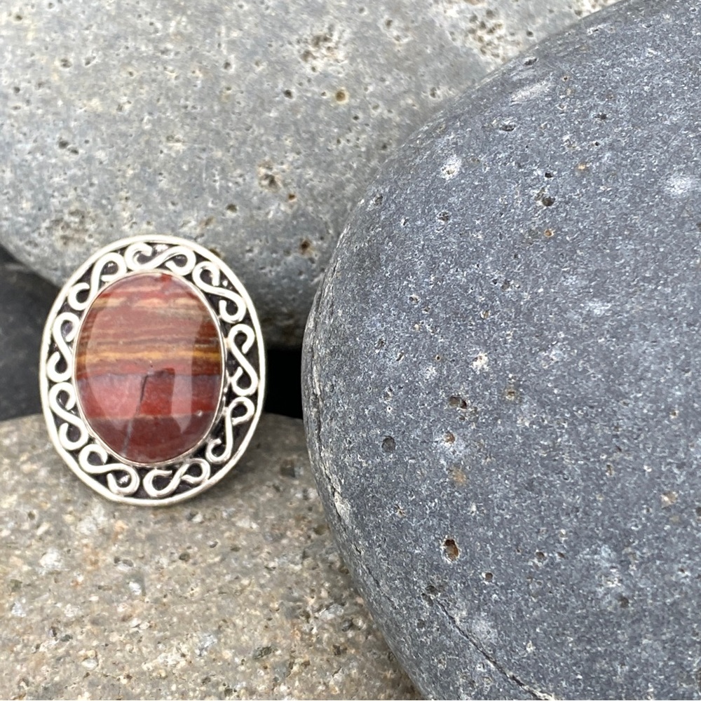 SUNDANCE jasper ring sterling silver red gemstone gem boho birthstone birthday 9 - Picture 3 of 10